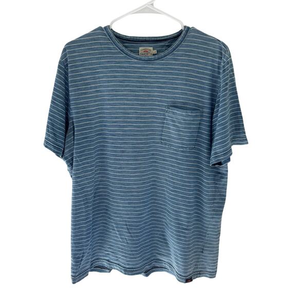 Faherty Men's Indigo Pocket Tee Striped Coastal Preppy Size L - Picture 2 of 8